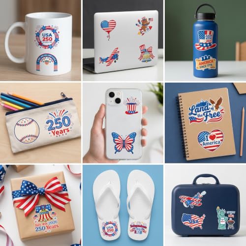 96 Patriotic Temporary Tattoos for Kids | Pre-Cut USA