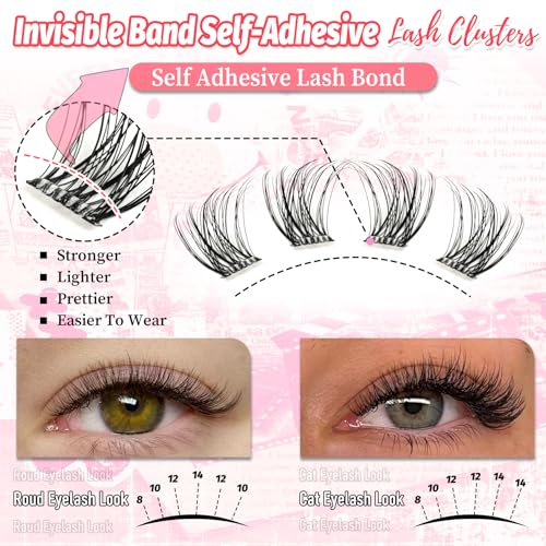 Self Adhesive Lash Clusters 8-14MM Natural Wispy Eyelashes