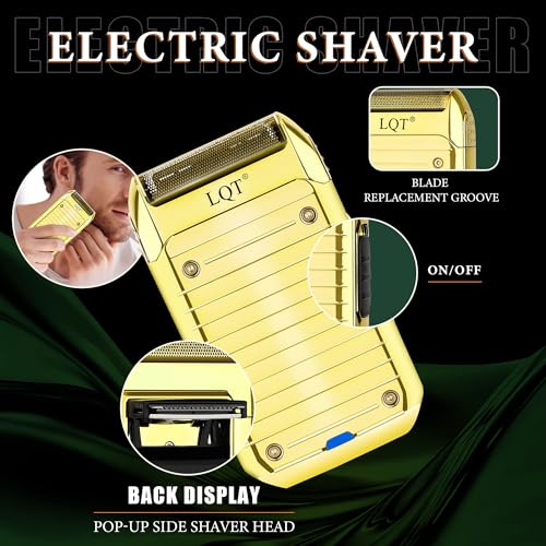 Professional Hair Clippers for Men, Professional Barber Clippers Razor and Trimmer Set, Gold Mens Cordless Hair Clipper for Him Father's Day Gift