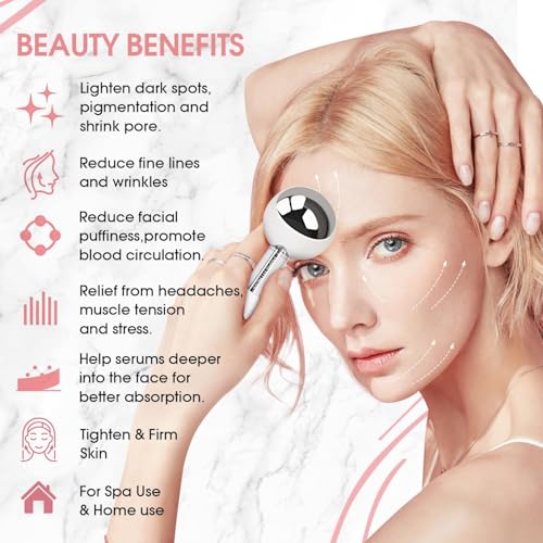 PRIME Fitness Ice Globes for Facials | Unbreakable Steel Cooling Roller | Cryo Sticks for Face | Massager for Face Neck & Eyes | Skin Care for Dark Circles, Puffiness, Wrinkles, (Silver)