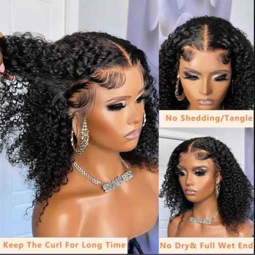 250% Density Curly Wig Human Hair 13x6 Lace Front Wigs Human Hair With Baby Hair Plucked Bleached Tiny Knots Kinky Curly Wig For Women Real Human Hair 20inch