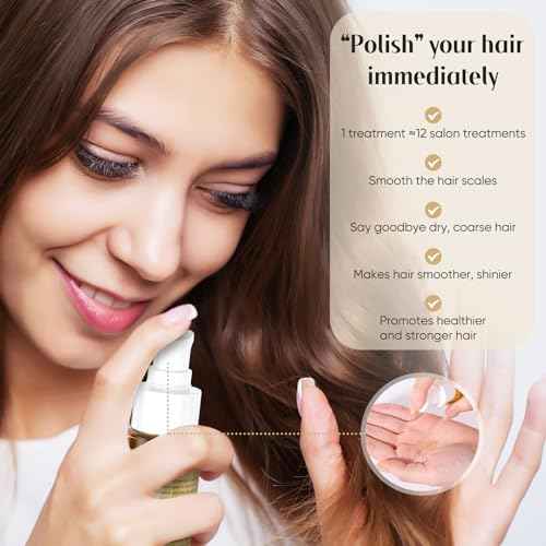 24K Gold Argan, Coconut, and Olive Oil Serum for Frizz Control, Shine, and Split End Repair - Nourishing Hair Treatment with Vitamin E, 2.02 fl oz, 60ml