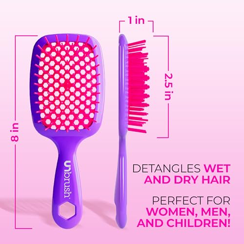 FHI Heat UNbrush Detangling Brush for Pain-Free Brushing on All Wet or Dry Hair Types — Durable DuoFlex Anti-Static Bristles, Lightweight Handle, Vented Hair Brush, Electric Berry Purple