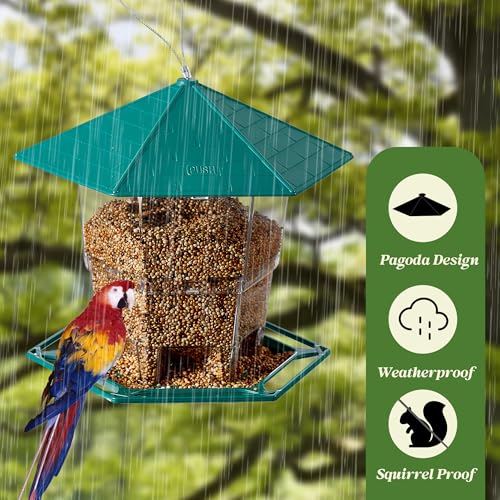 KSIA Squirrel Proof Bird Feeder with Large Capacity & Clear View