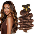 P4/30 Body Wave Human Hair Bundles - 22, 24, 26 Inch Ombre Brown
