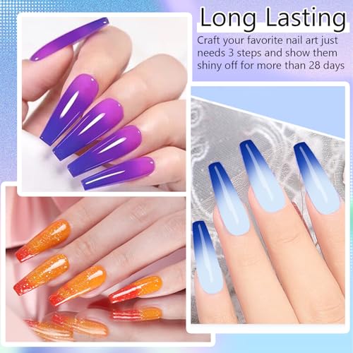6-Color Mood Changing Dip Powder Nail Set - Long-Lasting DIY Manicure Kit