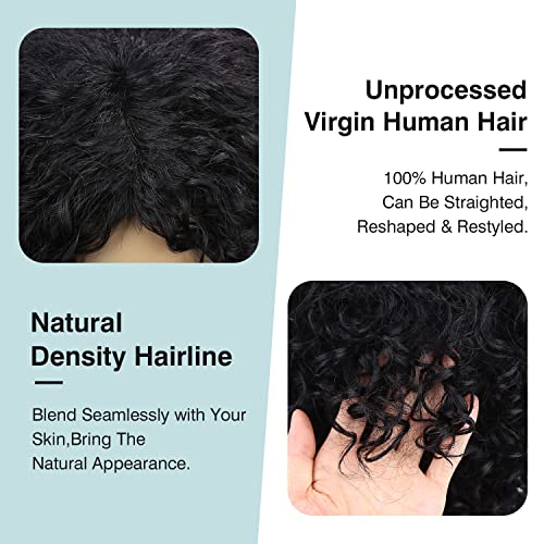 Hanne Fashion 8 Inch Short Curly Human Hair Wig for Black Women - Side Part Brazilian Virgin Bob Wig