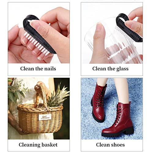 20 Pcs Nail Cleaning Brushes with Black Handle - Portable Nail Art Tools