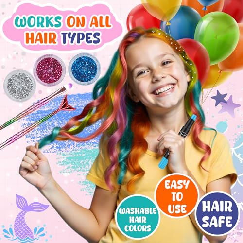 Jim&Gloria Dustless Hair Chalk Set with Clip-in Extensions