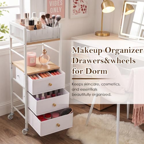 Narrow College Dorm Nightstand with 3 Drawers - Space Saving