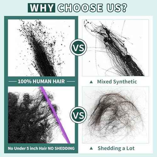 Afro Puff Clip On Human hair Drawstring Ponytail for Black Women,Ponytail Extension 8 Inch #1B Natural Black 60g Short Afro Kinkys Curly Afro Bun Extension Hairpiece