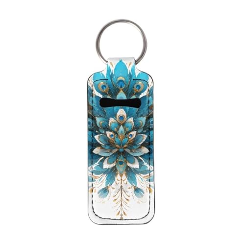Geometric Butterfly Peacock Boho Lion Travel Bottle Keychain Holders Clip On Lipstick Sleeve Sleeve Holder Keychain