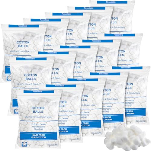 3000 Pcs Soft Cotton Ball Bulk Organic Medium Cotton Ball for Absorbent Multipurpose Pure Nail Polish Remover Makeup Removal First Aid Face Crafting Cleaning Skin Applying Lotion