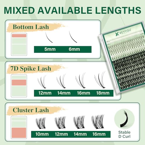 KEYYOU Lash Extension Kit - DIY Clusters with Bond, Seal & Remover