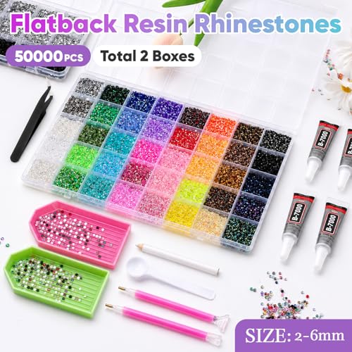 NEOACT 50000 Pcs Bedazzling Rhinestones Kit with B7000 Glue