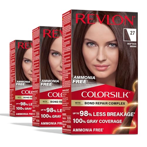 Revlon ColorSilk Bond Repair Hair Dye - Deep Rich Brown, 3 Pack, Ammonia-Free