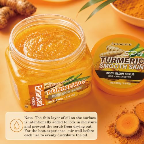 Turmeric Body Scrub with Sea Salt - Gentle Exfoliating Cleanser, 9.8 oz
