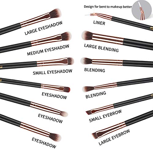 MSQ 12pc Eye Makeup Brushes Set Rose Gold Eyeshadow & Eyeliner