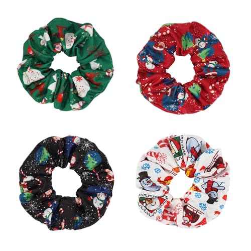 Christmas Hair Ties for Women Xmas Santa Claus Ponytail Holders Hair Scrunchies Hair Bands Accessories