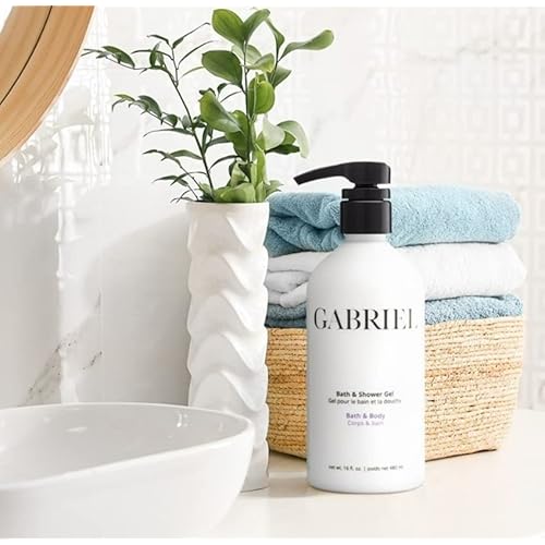 Gabriel Skincare Bath & Shower Gel, Natural, Paraben Free, Vegan, Cruelty-free, Non GMO, Infused with Vitamin C and aloe vera, restore natural moisture balance, 16 oz.