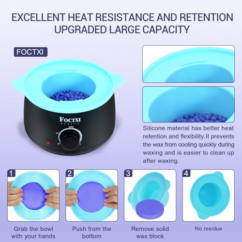 Waxing Kit for Women and Men, Wax Warmer Hair Removal for Sensitive Skin at Home with Beads & Silicone Pot, Hard Wax Warmer for Face, Legs, and Body, Machine, 5 Pack Beads, Accessories, Black