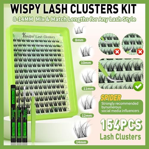 Spider Lash Clusters Kit 8-14mm C Curl Wispy Extensions 154pcs