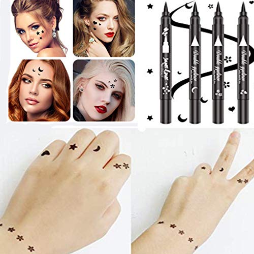 Double-headed Eyeliner Stamp Winged,Waterproof and Smudge proof 4 Pens Eyeliner Stamp. Perfect Wing Cat Eye Stamp, Long Lasting Liquid Eye Liner, Hypoallergenic and Easy to Use