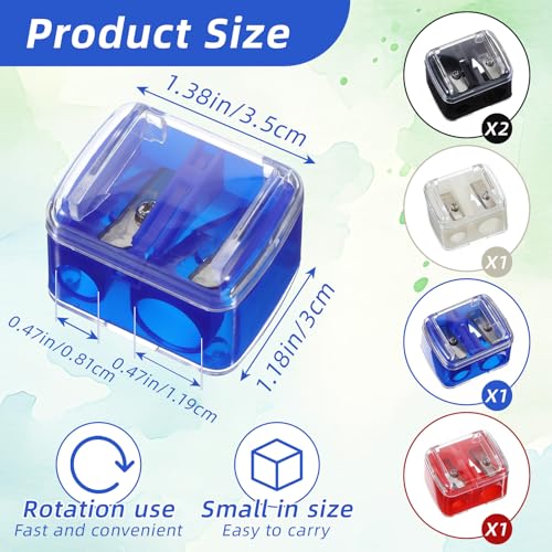 Dual Hole Makeup Pencil Sharpener Set (5 Pack) for Eyeliner & Lip Liner