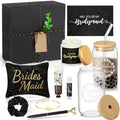 Meanplan 14 Pcs Bridesmaid Proposal Gifts Set, Will You Be My Bridesmaid Gifts with Proposal Box Glass Cup Makeup Bag Cards Lip Balm Hand Cream Candle Scrunchie Bracelet Diamond Pen for Wedding(Black)