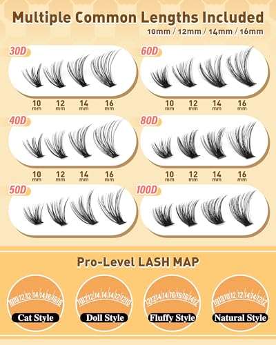 Calphdiar Eyelash Clusters 30D-100D DIY Lash Extensions 10-16mm