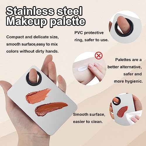 5pcs Professional Makeup Spatula Korean Set with Foundation Spatula Stainless Steel Makeup Palette Acrylic Cosmetic Palette,Reusable Beauty Tools for Facial Cosmetic,Nail Art,Pigment Blending