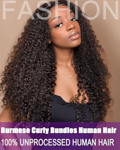 Burmese Curly Hair Bundles 16 18 20 Inch 12A Grade