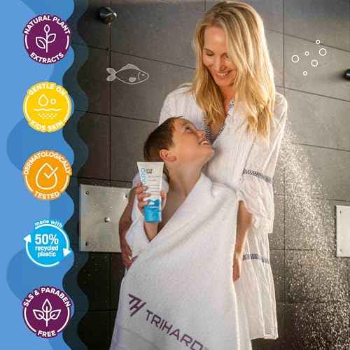 TRIHARD Kids Swim Face and Body Wash, Gentle Chlorine Removal Cleanser After Pool or Ocean, Daily Wash for Children Post Swim, Kids Cleanser for Chlorine and Saltwater