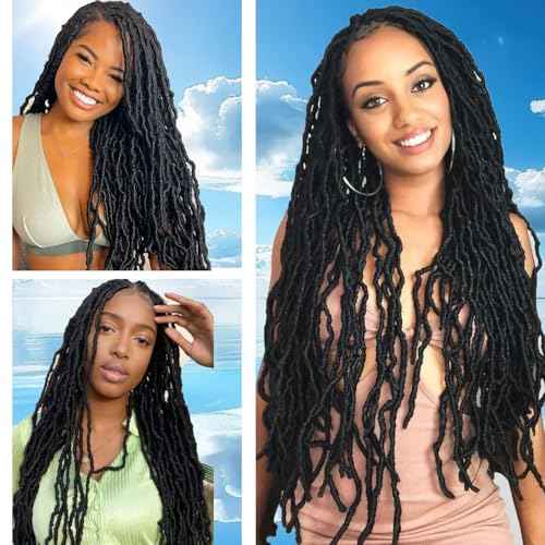 LMZIM 26 Inch Soft Locs Crochet Hair 7 Packs Faux Locs Crochet Hair Pre Looped Goddess Locs Crochet Braids Hair For Black Women 1B