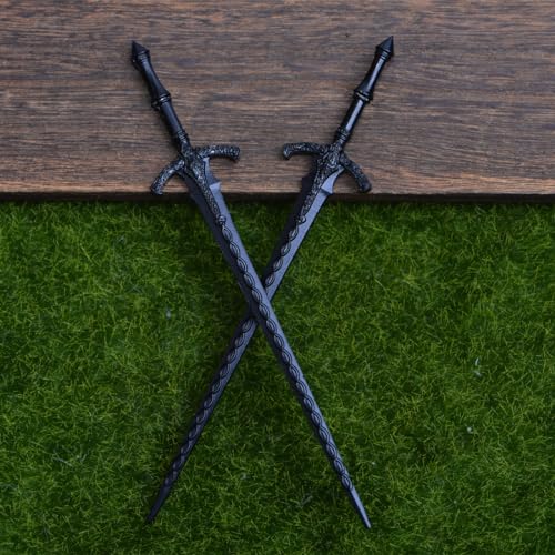 Viking Hair Sticks Set – Retro Metal Sword Hair Pins for Thick Hair