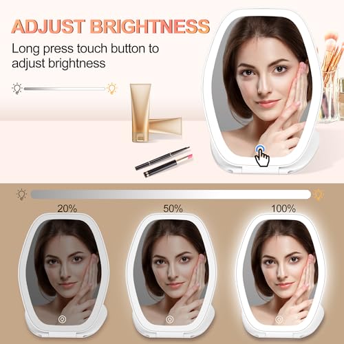 COSYGLOW Portable Makeup Mirror with Light, Hexagon LED Vanity