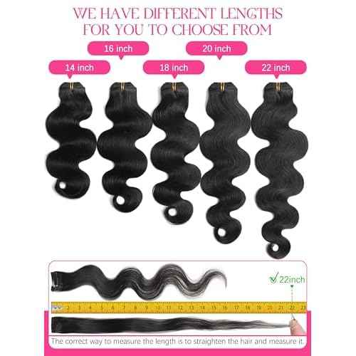 Lacer Body Wave Clip in Hair Extensions, 20 Inch 7 Pcs 120g Wavy Clip in Extensions for Women Grade Brazilian Virgin Human Hair Natural Black 20 Inch