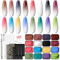 Karroy 16-Color Solid Ombre Gel Polish Palette & Sponge Nail Art Kit