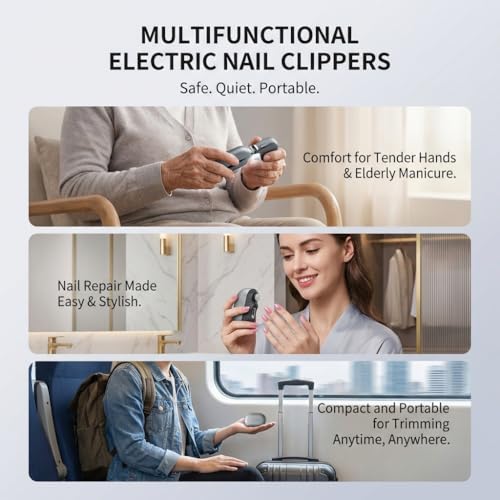 Electric Nail Clipper 4-in-1 with LED Light & Nail Collection