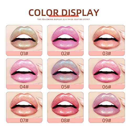 Aseawave Shimmer Lip Gloss Set - 9 Colors, Long-Lasting & Moisturizing