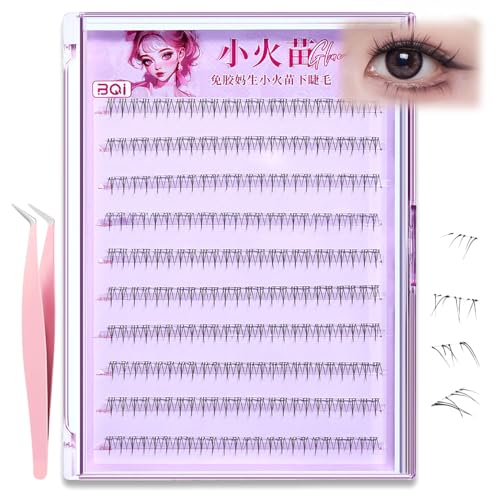 120 Pcs Self Adhesive Bottom lashes Clusters,No Glue 6 MM Natural Individual Bottom Lashes Cluster Eyelash,Extension Bottom Lashes With Lash Tweezer (A-Small flame)