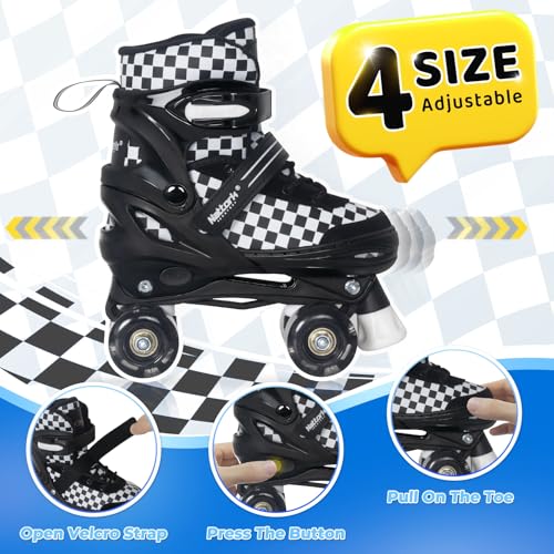 Nattork Adjustable Roller Skates for Kids & Teens - Light-Up Wheels