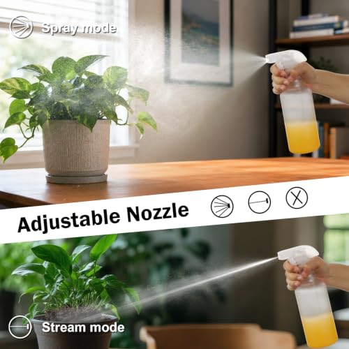 16.9oz Refillable Spray Bottles 2 Pack - Adjustable Nozzle & Leakproof