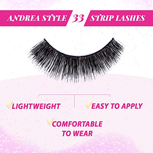 Andrea False Lashes Style 33 Black - 4 Pairs Reusable Strip Lashes