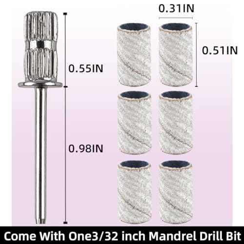 100 Pcs (240 Grit White)Sanding Bands Nail Drill Bit with 0.31in diameter,Nail Drill Bits Extreme Fine Grit Sanding Band,Sanding Belt Upgrade Mandrel Bits,Professional Nail Drill Bit for Acrylic Nails