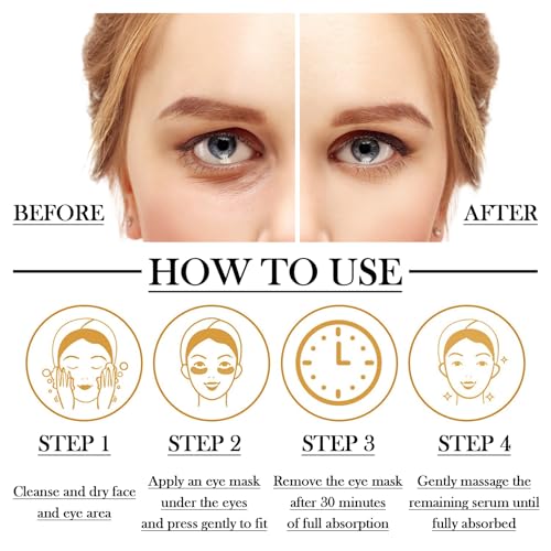 Lip & Eye Mask Set - 30 Hydrating Gold Eye Patches & Pink Lip Masks