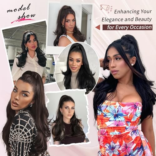 26 Inch Drawstring Ponytail Extension Dark Brown Wavy