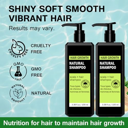 Natural Hair Growth Shampoo for Thinning Hair - 2 Pack