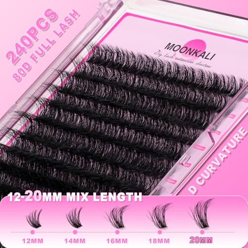 80D Wispy Lash Clusters D Curly 12-20MM Mix Length Eyelash Extensions