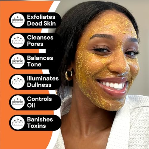 Minimo Glow Turmeric Face Scrub (𝐔𝐧𝐬𝐜𝐞𝐧𝐭𝐞𝐝) - Infused with Turmeric, Manuka Honey, Cinnamon, and Chamomile - Face Scrubber for All Skin Types - 5 FL OZ (147 ML)